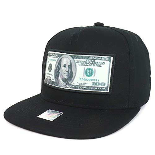 Trendy Apparel Shop 100 Dollar Bill Benjamin Baller Patch Flatbill Snapback Cap