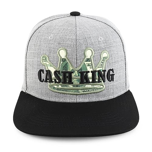 Trendy Apparel Shop 3D Crown Cash King Embroidered 6 Panel Flatbill Snapback Cap