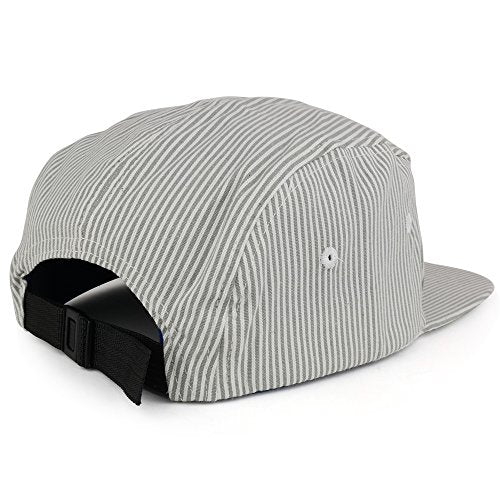 Trendy Apparel Shop 5-Panel Lightweight Unstructured Grey Stripe Flatbill Snapback Cap