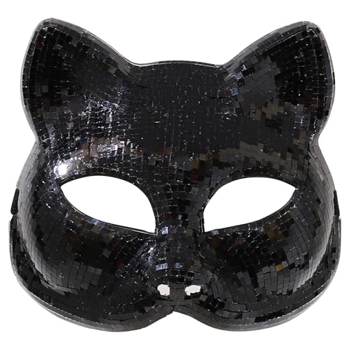 Trendy Apaprel Shop Women's Disco Mirror Glass Cat Half Mask Costume Accessory