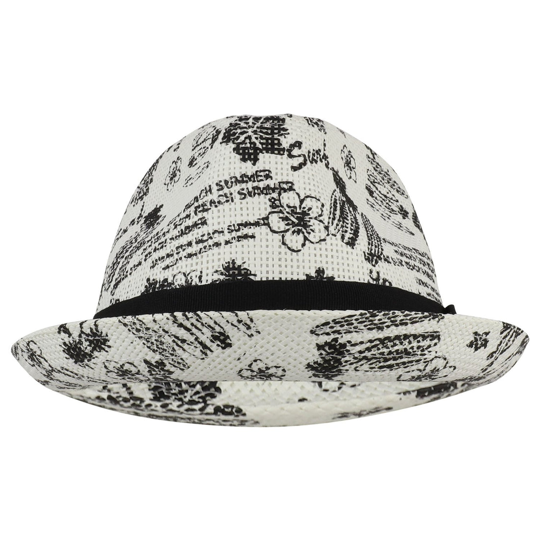 Trendy Apparel Shop Tropical Beach Printed Straw Fedora Hat