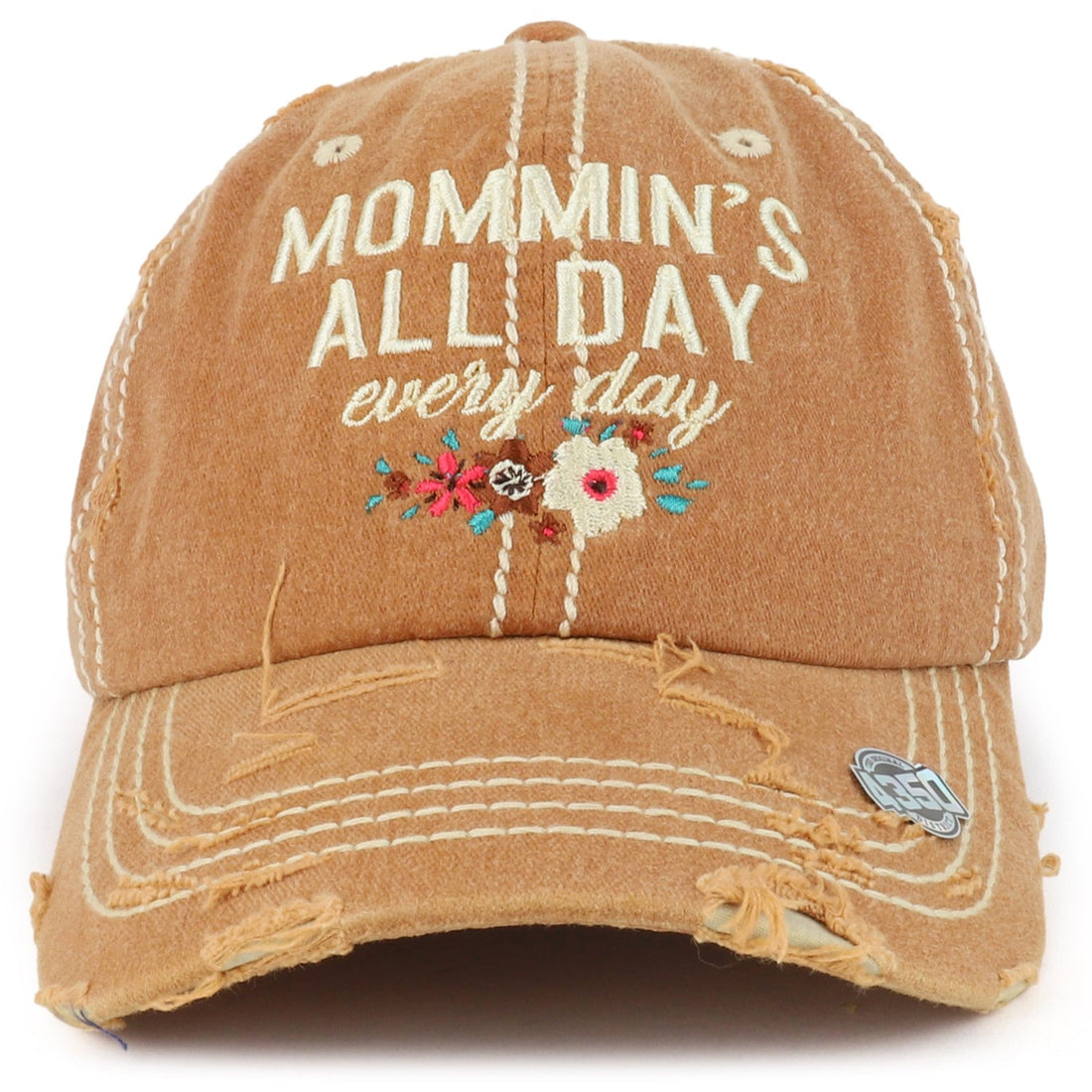 Trendy Apparel Shop Mommin's All Day Everyday Embroidered Vintage Frayed Cap