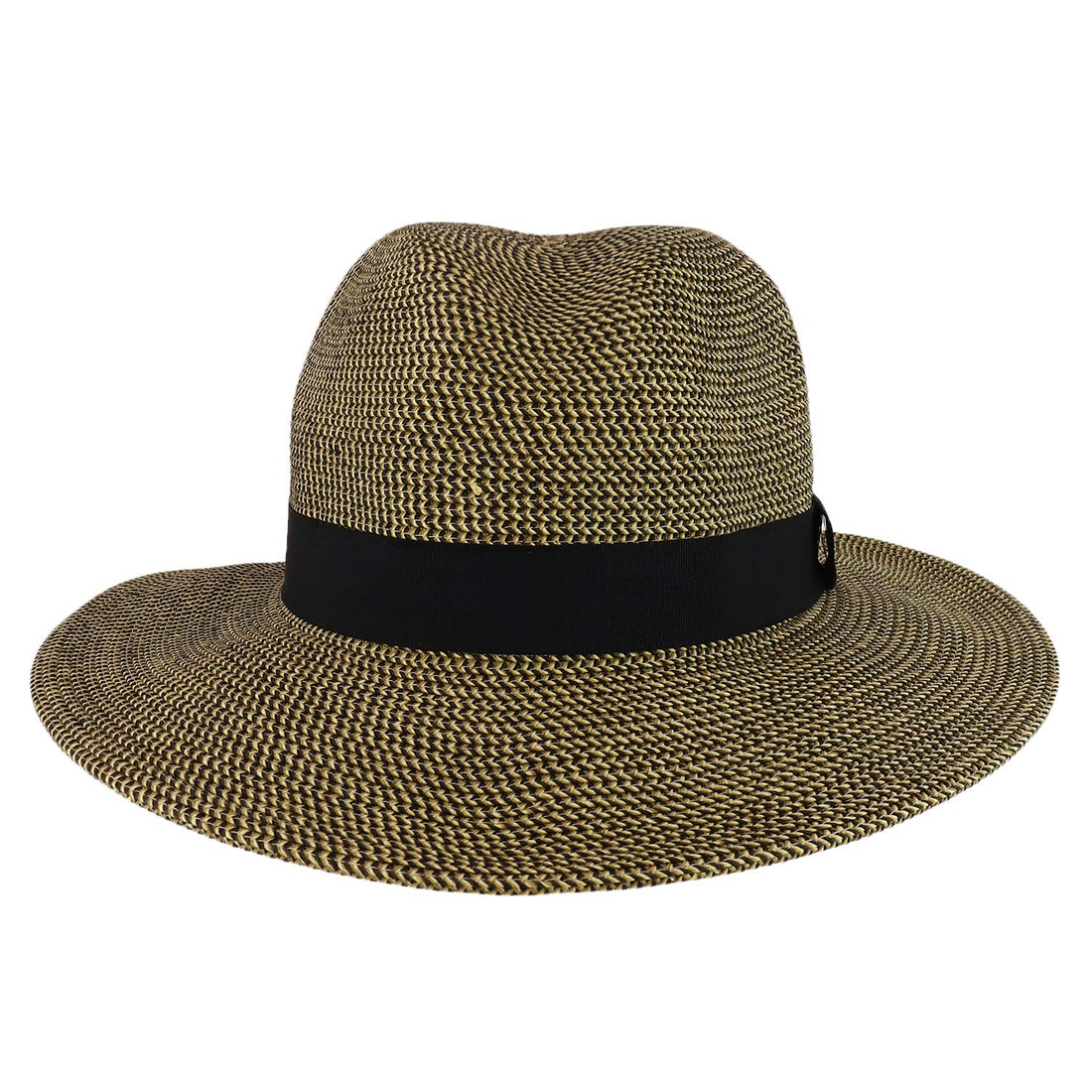 Trendy Apparel Shop UPF 50+ Paper Braid Tweed Large Flat Brim Fedora Hat