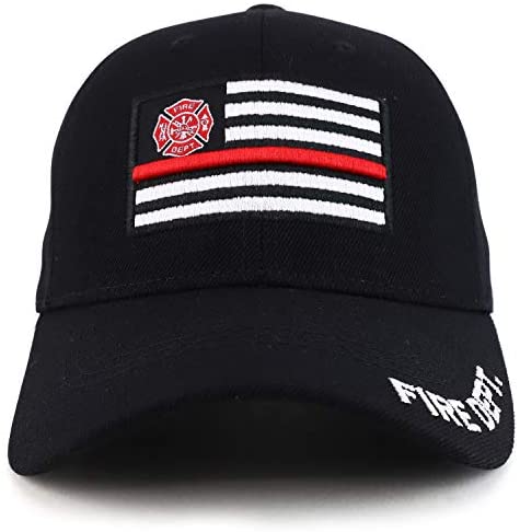 Trendy Apparel Shop USA Thin Red Line Flag Embroidered Structured Baseball Cap