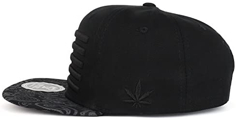 Trendy Apparel Shop Marijuana USA Flag 3D Embroidered Flat Bill Snapback Cap