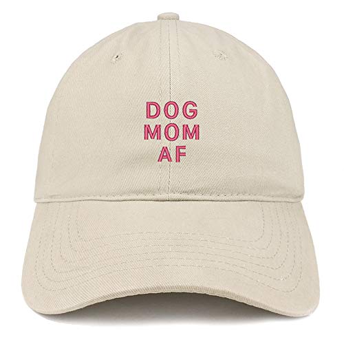 Trendy Apparel Shop Dog Mom Af Pink Embroidered Soft Crown 100% Brushed Cotton Cap