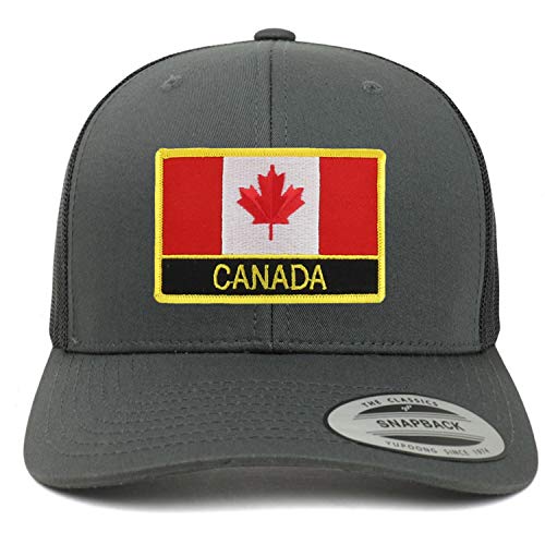 Trendy Apparel Shop Canada Flag Patch Retro Trucker Mesh Cap
