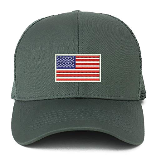Trendy Apparel Shop XXL USA White Flag Embroidered Structured Trucker Mesh Cap