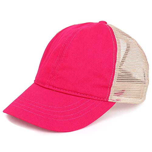 Trendy Apparel Shop Kid's Youth Unstructured Mesh Back Ponytail Baseball Cap