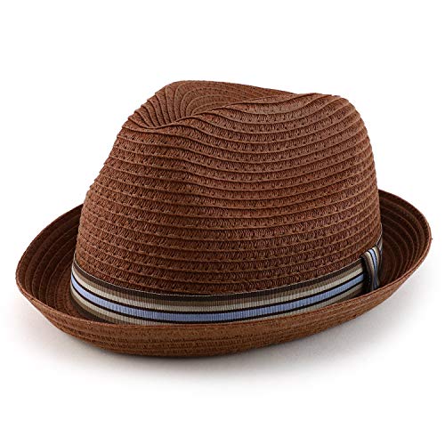 Trendy Apparel Shop Oversized XXL Paper Braid Striped Band Fedora Hat