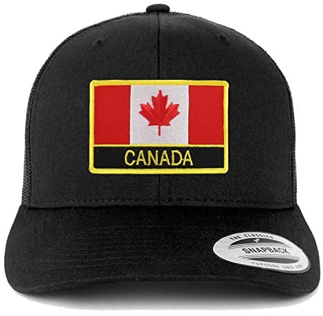 Trendy Apparel Shop Canada Flag Patch Retro Trucker Mesh Cap