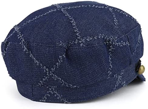 Trendy Apparel Shop Denim Greek Style Newsboy Fisherman Hat with Rope Band
