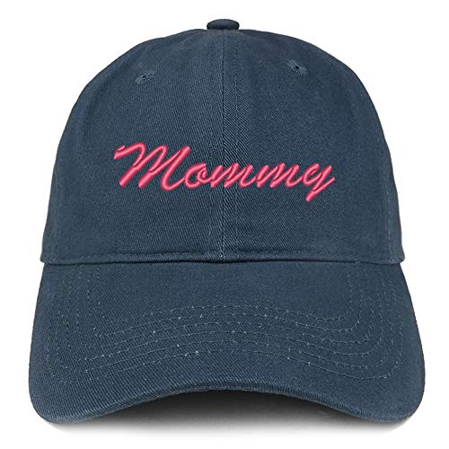 Trendy Apparel Shop Mommy Script Pink Embroidered Soft Crown 100% Brushed Cotton Cap