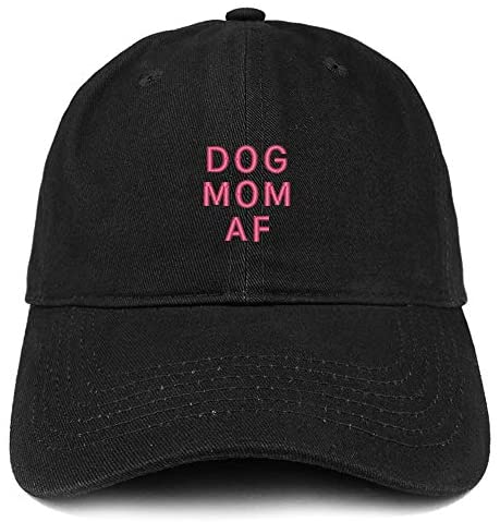 Trendy Apparel Shop Dog Mom Af Pink Embroidered Soft Crown 100% Brushed Cotton Cap