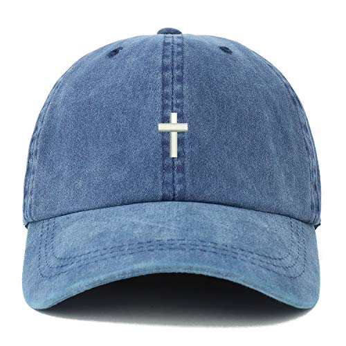 Trendy Apparel Shop XXL Cross Embroidered Unstructured Washed Pigment Dyed Baseball Cap