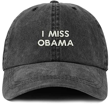 Trendy Apparel Shop XXL I Miss Obama Embroidered Unstructured Washed Pigment Dyed Baseball Cap