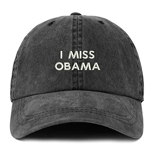Trendy Apparel Shop XXL I Miss Obama Embroidered Unstructured Washed Pigment Dyed Baseball Cap