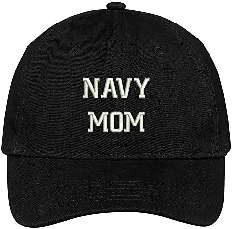 Trendy Apparel Shop Navy Mom Embroidered Soft Crown 100% Brushed Cotton Cap