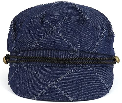 Trendy Apparel Shop Denim Greek Style Newsboy Fisherman Hat with Rope Band