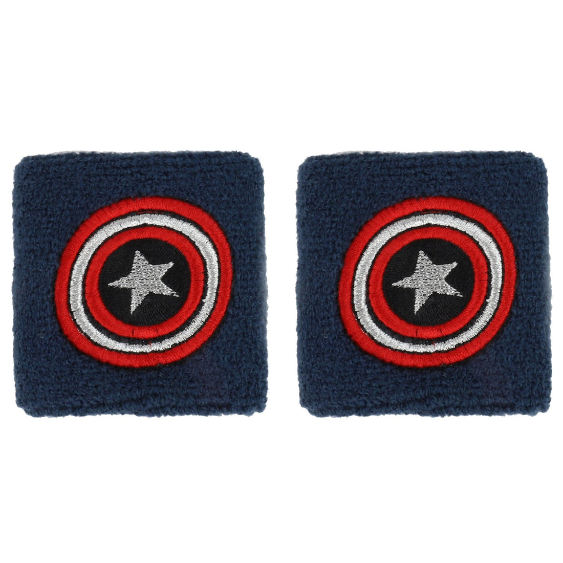 Trendy Apparel Shop Avengers Captain America Shield Embroidered Terry Wristbands 2 Pack