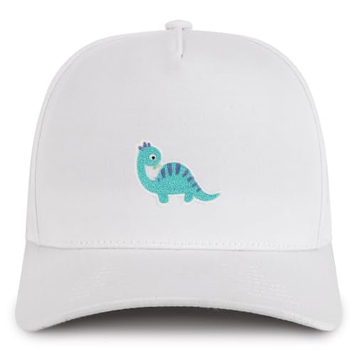 Trendy Apparel Shop Brontosaurus Dinosaurus Patch Cotton 5 Panel Structured Snapback Cap