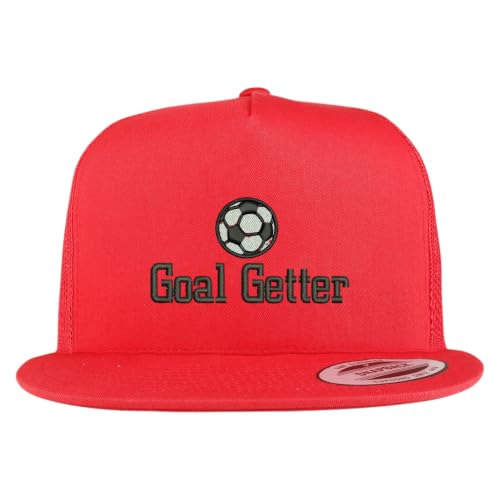 Trendy Apparel Shop Soccer Goal Getter Embroidered 5 Panel Flatbill Trucker Mesh Cap