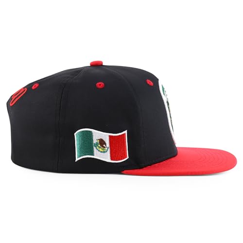 Trendy Apparel Shop 6 Panel Structured Mexico Eagle Flat Bill Snapback Baseball Cap