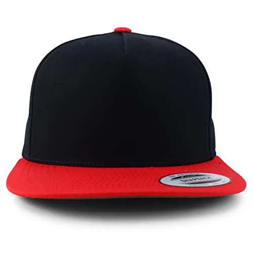 Trendy Apparel Shop Flexfit Brand 5 Panel Structured Blank Flatbill Snapback Cap