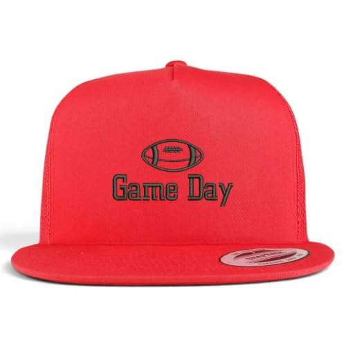 Trendy Apparel Shop Football Game Day Embroidered 5 Panel Flatbill Trucker Mesh Cap
