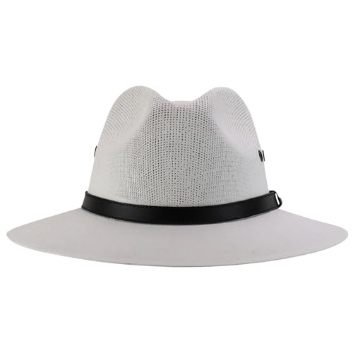 Trendy Apparel Shop Classic Retro Panama Straw Hat with Leather Band