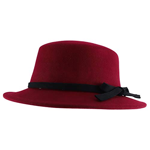Trendy Apparel Shop Women's Bow Tie Band Wool Felt Bolero Hat