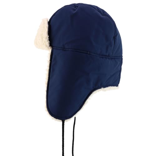 Trendy Apprel Shop Warm Winter Fur Ear Flaps Sherpa Lined Trooper Hat