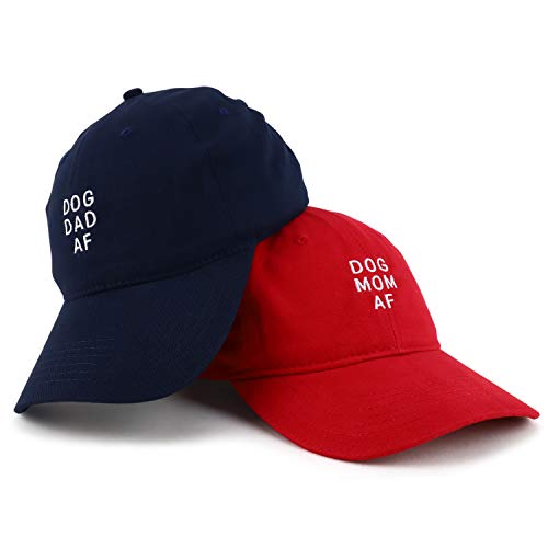 Trendy Apparel Shop Dog Mom and Dad AF Soft Cotton Couple 2 Pc Cap Set