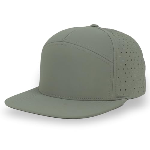 Trendy Apparel Shop Water Resistant UPF 50+ Performance 7 Panel Flatbill Snapback Cap