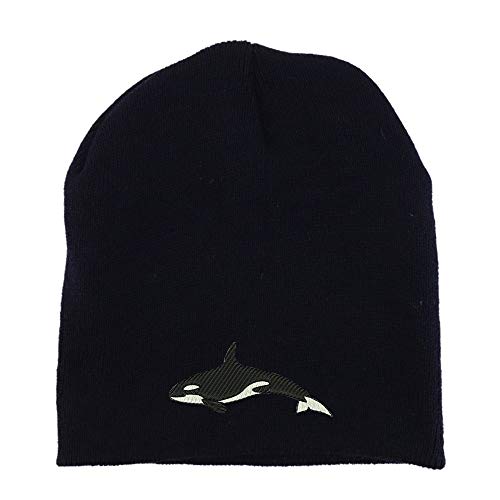 Trendy Apparel Shop Orca Killer Whale Embroidered Made in USA Short Acrylic Knit Winter Beanie Hat