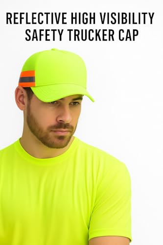 Trendy Apparel Shop XXL Oversized Reflective High Visibility Safety Trucker Cap