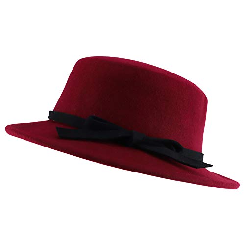 Trendy Apparel Shop Women's Bow Tie Band Wool Felt Bolero Hat
