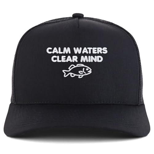 Trendy Apparel Shop Calm Waters Clear Mind Embroidered 5 Panel Snapback Trucker Cap