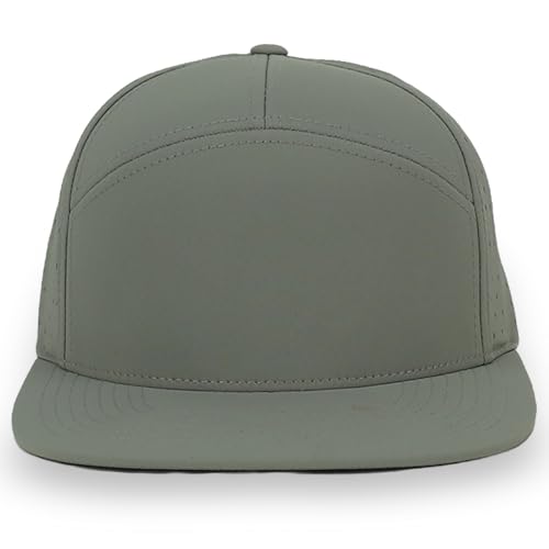 Trendy Apparel Shop Water Resistant UPF 50+ Performance 7 Panel Flatbill Snapback Cap