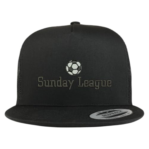 Trendy Apparel Shop Soccer Sunday League Embroidered 5 Panel Flatbill Trucker Mesh Cap
