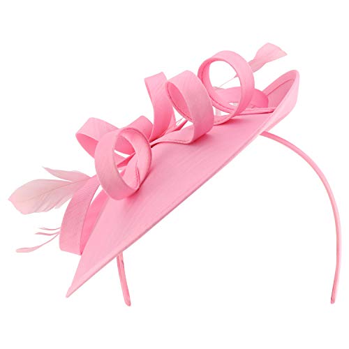 Trendy Apparel Shop Ladies Satin Fascinator with Feathers and Loop Bands