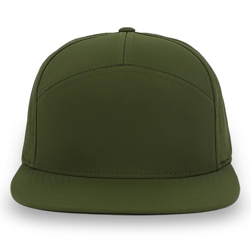 Trendy Apparel Shop Water Resistant UPF 50+ Performance 7 Panel Flatbill Snapback Cap