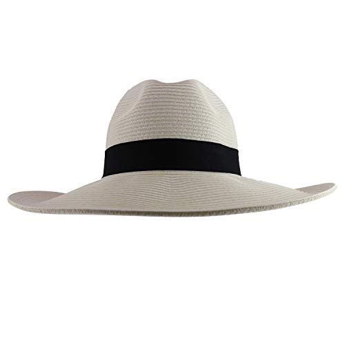Trendy Apparel Shop Women's Fedora Crown Ribbon Band Wide Brim Sun Hat