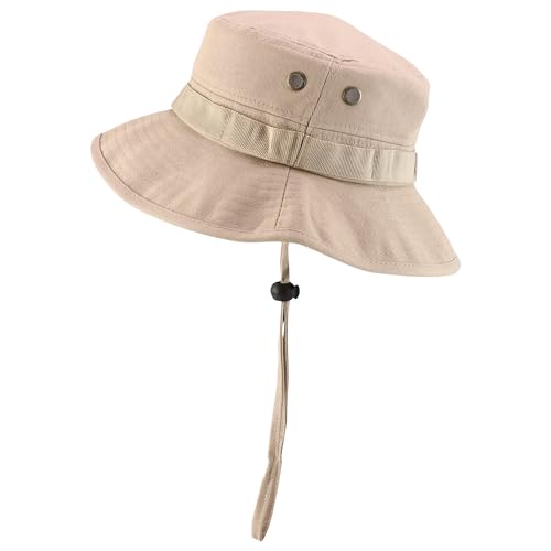 Trendy Apparel Shop Outdoor Cotton Boonie Bucket Hat with Chin String