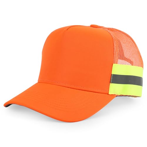 Trendy Apparel Shop XXL Oversized Reflective High Visibility Safety Trucker Cap