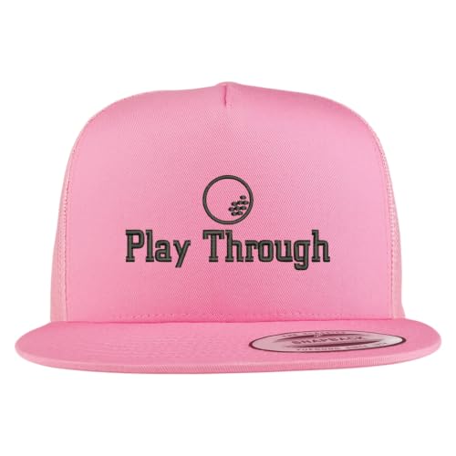 Trendy Apparel Shop Golf Play Through Embroidered 5 Panel Flatbill Trucker Mesh Cap