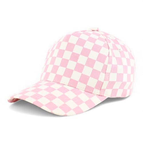 Trendy Apparel Shop Structured 5 Panel Checkered Print Baseball Cap