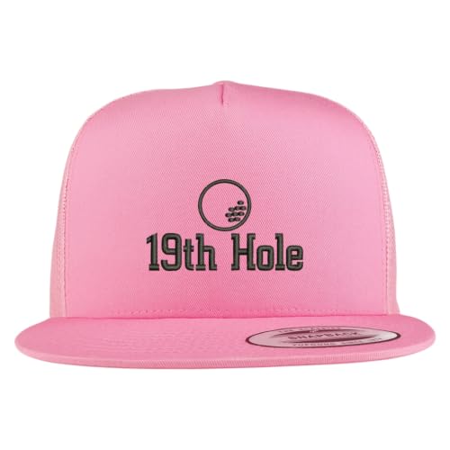Trendy Apparel Shop 19th Hole Embroidered 5 Panel Flatbill Trucker Mesh Cap