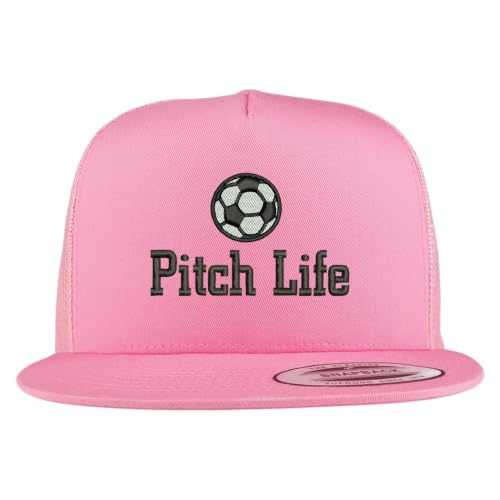Trendy Apparel Shop Soccer Pitch Life Embroidered 5 Panel Flatbill Trucker Mesh Cap