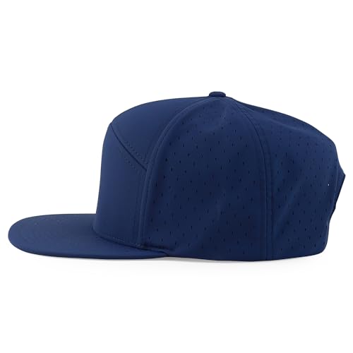 Trendy Apparel Shop Water Resistant UPF 50+ Performance 7 Panel Flatbill Snapback Cap